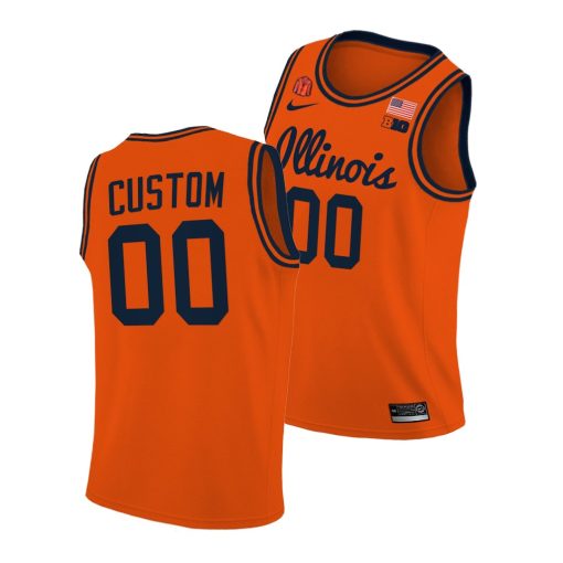 Custom Illinois Fighting Illini 2021 Big10 Tournament Champions Orange Coach Lou Patch Jersey March Madness