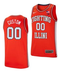 Custom Illinois Fighting Illini Orange College Basketball Retro Jersey