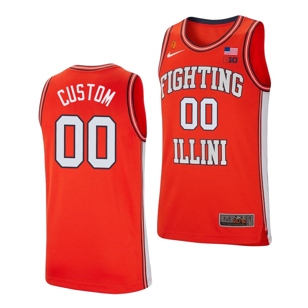 Custom Illinois Fighting Illini Orange College Basketball Retro Jersey ...