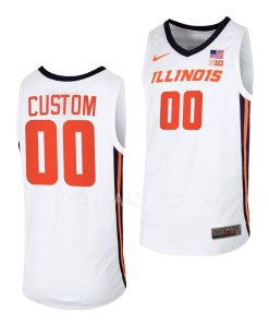 Custom Illinois Fighting Illini White Basketball Jersey 2022-23 Home