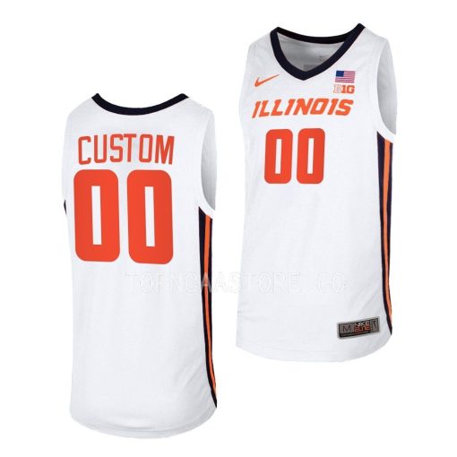 Custom Illinois Fighting Illini White Basketball Jersey 2022-23 Home