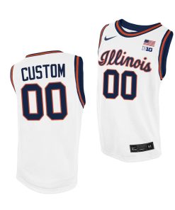 Custom Illinois Fighting Illini White 2021 Throwback College Basketball Jersey