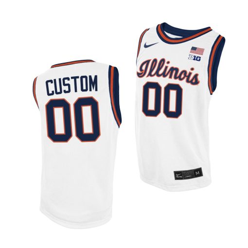 Custom Illinois Fighting Illini White 2021 Throwback College Basketball Jersey