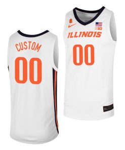 Custom Illinois Fighting Illini White Jersey