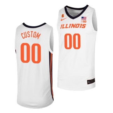 Custom Illinois Fighting Illini White Jersey