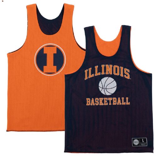 Custom Illinois Fighting Illini Retro Reversible Mesh Orange Navy Practice Jersey