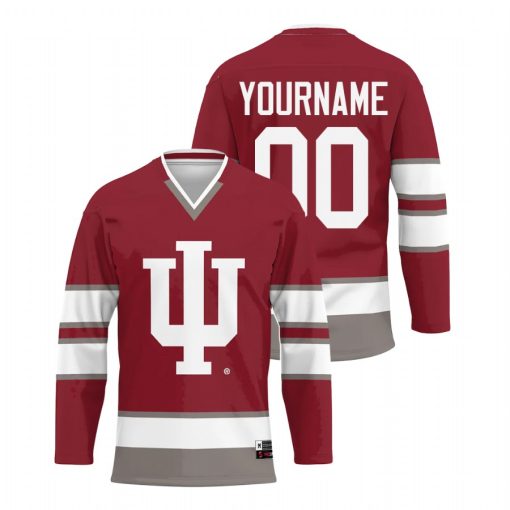 Custom Indiana Hoosiers Crimson College Hockey Jersey