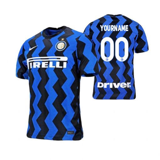 Custom Inter Milan 2021 Home Blue Black Stadium Jersey