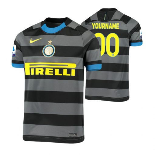 Custom Inter Milano 20-21 Serie A Champions Third Jersey Gray