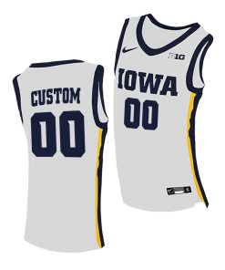 Custom Iowa Hawkeyes White 2020-21 Home College Basketball Jersey