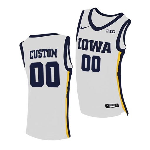 Custom Iowa Hawkeyes White 2020-21 Home College Basketball Jersey