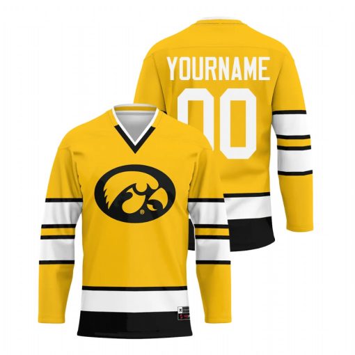 Custom Iowa Hawkeyes Gold College Hockey Jersey