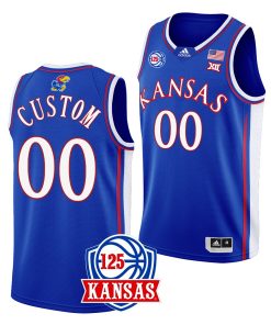 Custom Kansas Jayhawks 125th Anniversary Blue Away Jersey