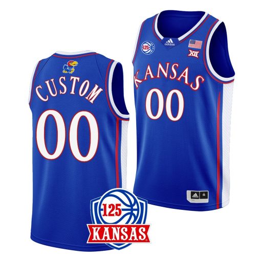 Custom Kansas Jayhawks 125th Anniversary Blue Away Jersey