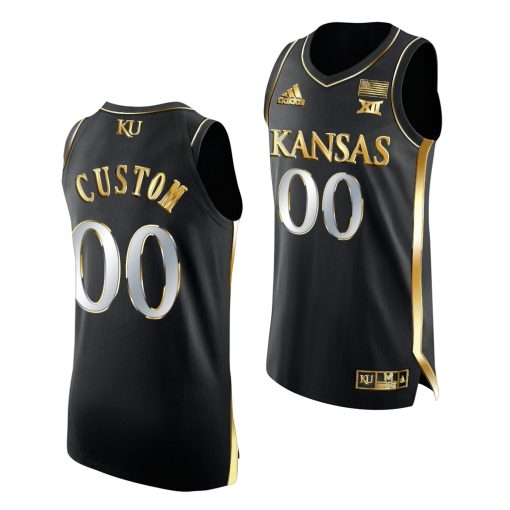 Custom Kansas Jayhawks Black Basketball Jersey 2021-22 Golden Edition