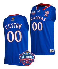 Custom Kansas Jayhawks 2022 NCAA National Champions Royal Official Logo Jersey