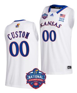 Custom Kansas Jayhawks 2022 NCAA National Champions White Official Logo Jersey