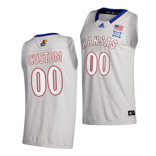 Custom Kansas Jayhawks Gray 2020-21 College Basketball New Season Jersey