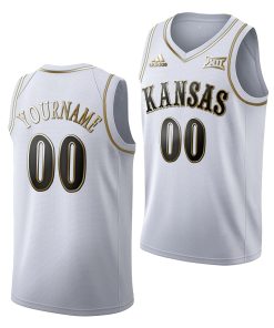 Custom Kansas Jayhawks White Golden Edition Limited Jersey NCAA Basketball