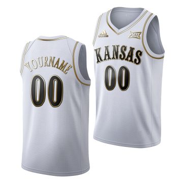 Custom Kansas Jayhawks White Golden Edition Limited Jersey NCAA Basketball