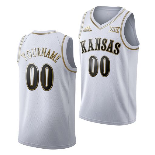 Custom Kansas Jayhawks White Golden Edition Limited Jersey NCAA Basketball