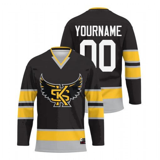 Custom Kennesaw State Owls Black College Hockey Jersey