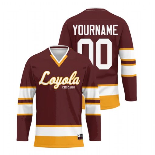 Custom Loyola Chicago Ramblers Maroon College Hockey Jersey