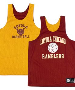 Custom Loyola Chicago Ramblers Retro Reversible Mesh Yellow Red Practice Jersey