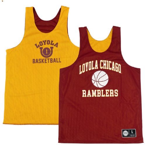 Custom Loyola Chicago Ramblers Retro Reversible Mesh Yellow Red Practice Jersey