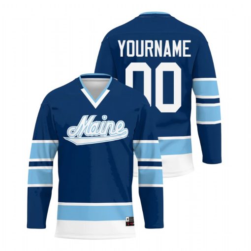 Custom Maine Black Bears Navy College Hockey Jersey