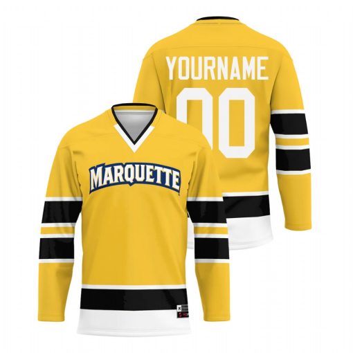 Custom Marquette Golden Eagles Gold College Hockey Jersey