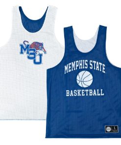 Custom Memphis Tigers Retro Reversible Mesh White Blue Practice Jersey
