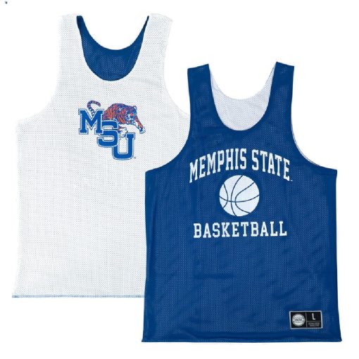 Custom Memphis Tigers Retro Reversible Mesh White Blue Practice Jersey