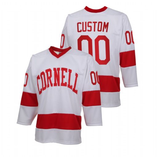 Custom Cornell Big Red White College Hockey Jersey