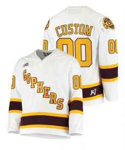 Custom Minnesota Golden Gophers White 100th Season College Hockey Jersey