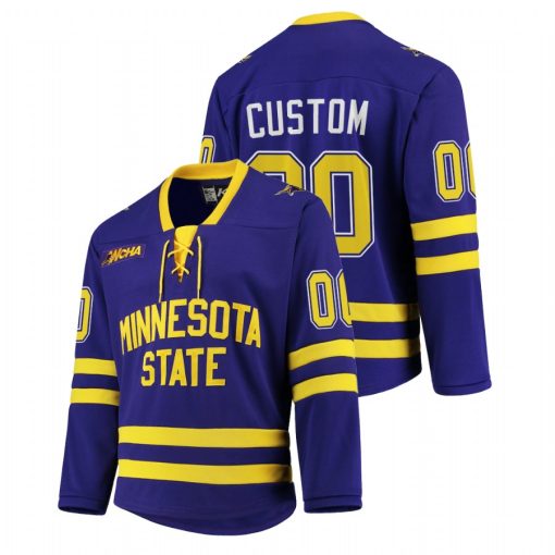 Custom Minnesota State Mavericks Purple College Hockey Jersey