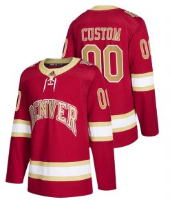 Custom Men's Denver Pioneers Red College Hockey Road Jersey