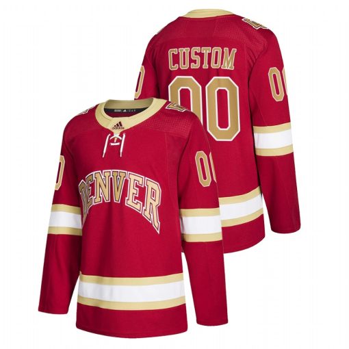 Custom Men's Denver Pioneers Red College Hockey Road Jersey