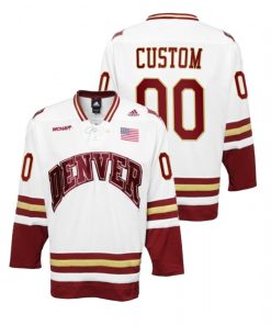 Custom Men's Denver Pioneers White College Hockey Premier Jersey