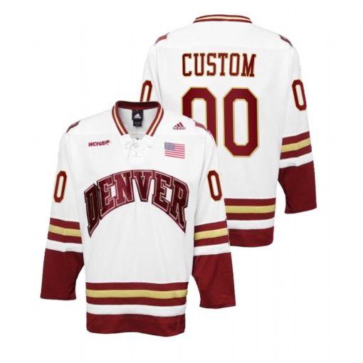 Custom Men's Denver Pioneers White College Hockey Premier Jersey