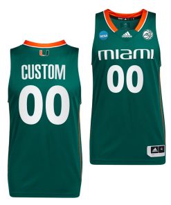 Custom Miami Hurricanes 2023 NCAA March Madness Green Basketball Jersey