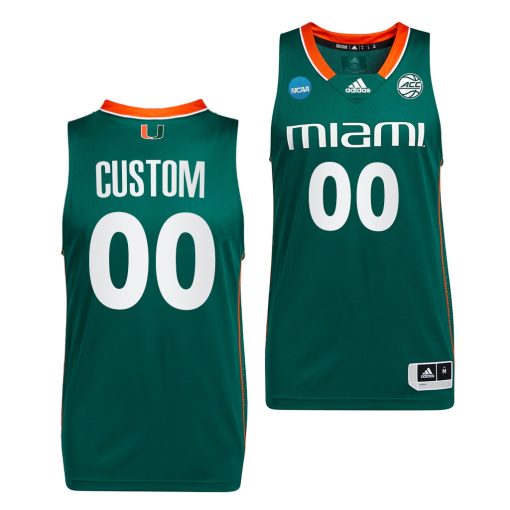 Custom Miami Hurricanes 2023 NCAA March Madness Green Basketball Jersey