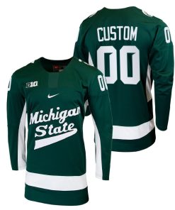 Custom Michigan State Spartans Green College Hockey Jersey