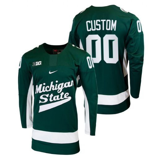 Custom Michigan State Spartans Green College Hockey Jersey