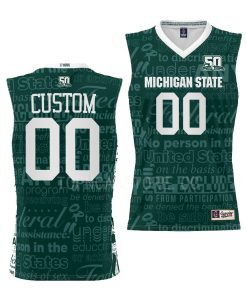 Custom Michigan State Spartans Green Jersey 2022 Title Ix