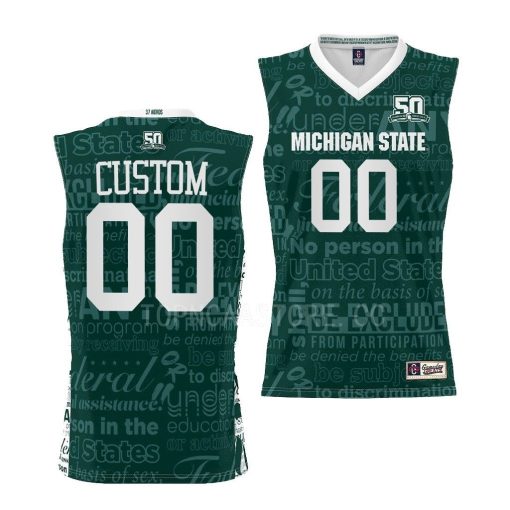 Custom Michigan State Spartans Green Jersey 2022 Title Ix