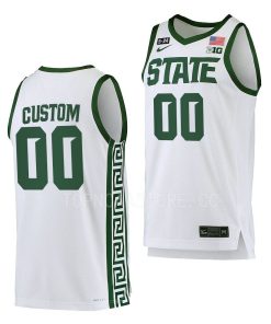 Custom Michigan State Spartans White 524 Honor Patch Jersey 2022-23 College Basketball