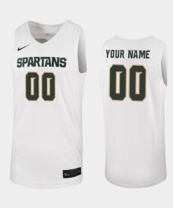 Custom Michigan State Spartans White 2019-20 College Basketball Jersey