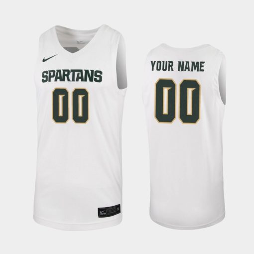 Custom Michigan State Spartans White 2019-20 College Basketball Jersey