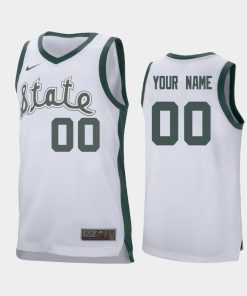 Custom Michigan State Spartans White 2019-20 Retro College Basketball Jersey